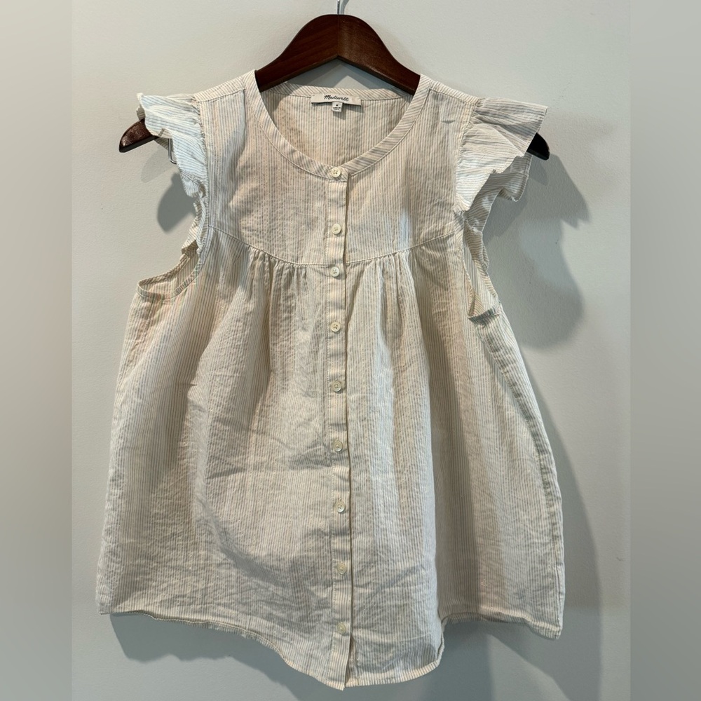 Madewell Cream Button-Down Top Size M